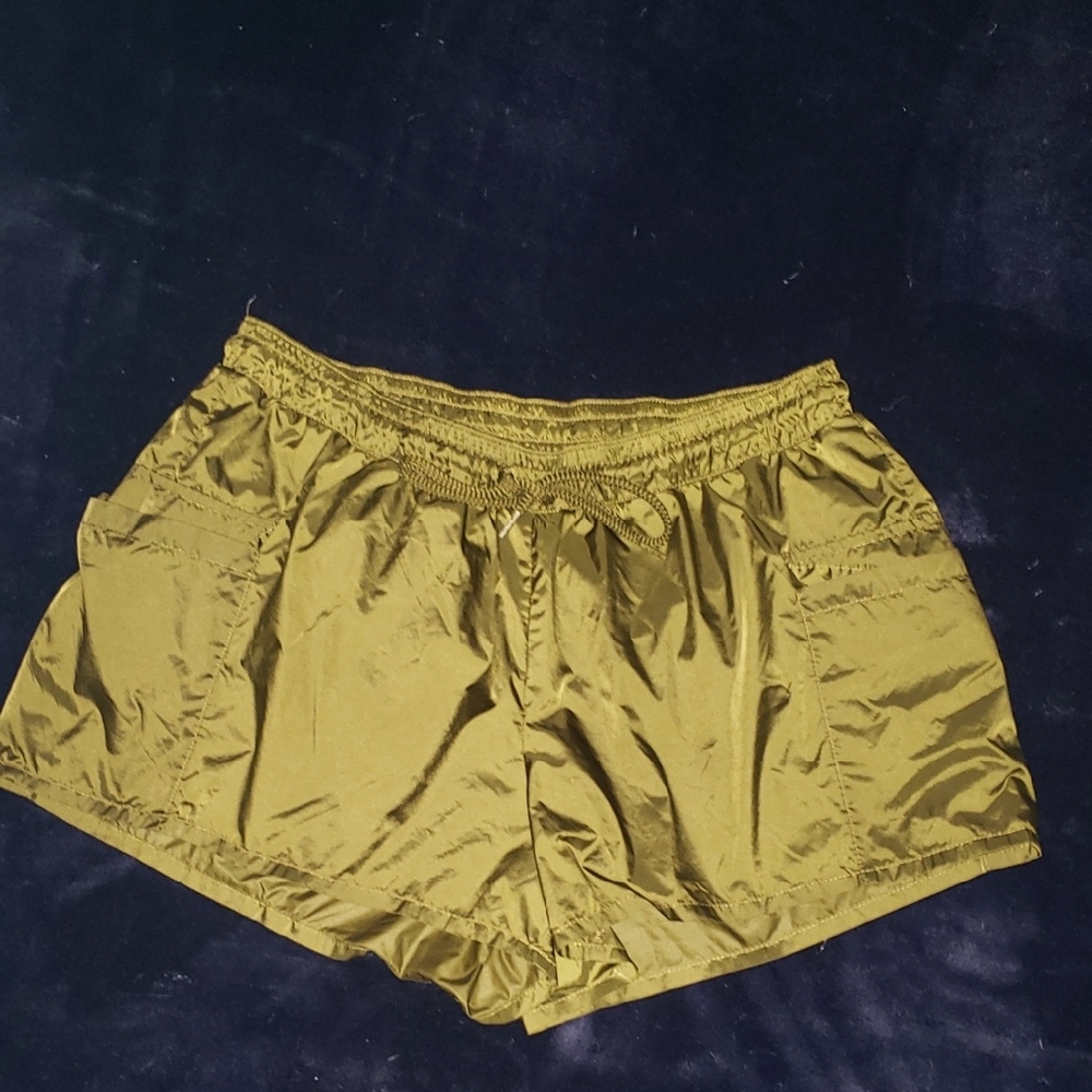 Aerie Women's Shiny Gold Athletic Shorts